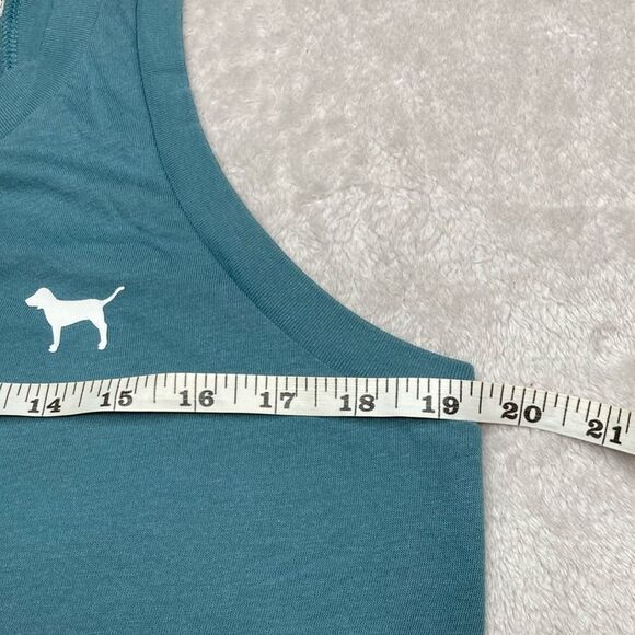 PINK S Victoria’s Secret Teal Racer Back Workout Tank Top - Picture 7 of 10